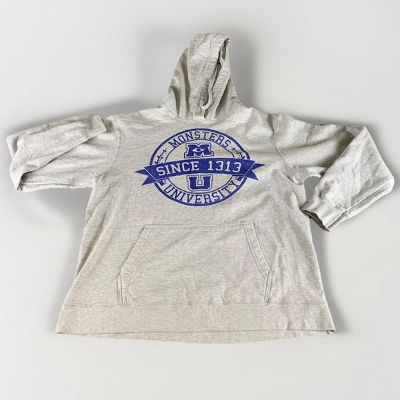 Disney Pixar Monsters‎ University Hooded Sweatshirt Unisex Large Gray Collegiate - Picture 1 of 11